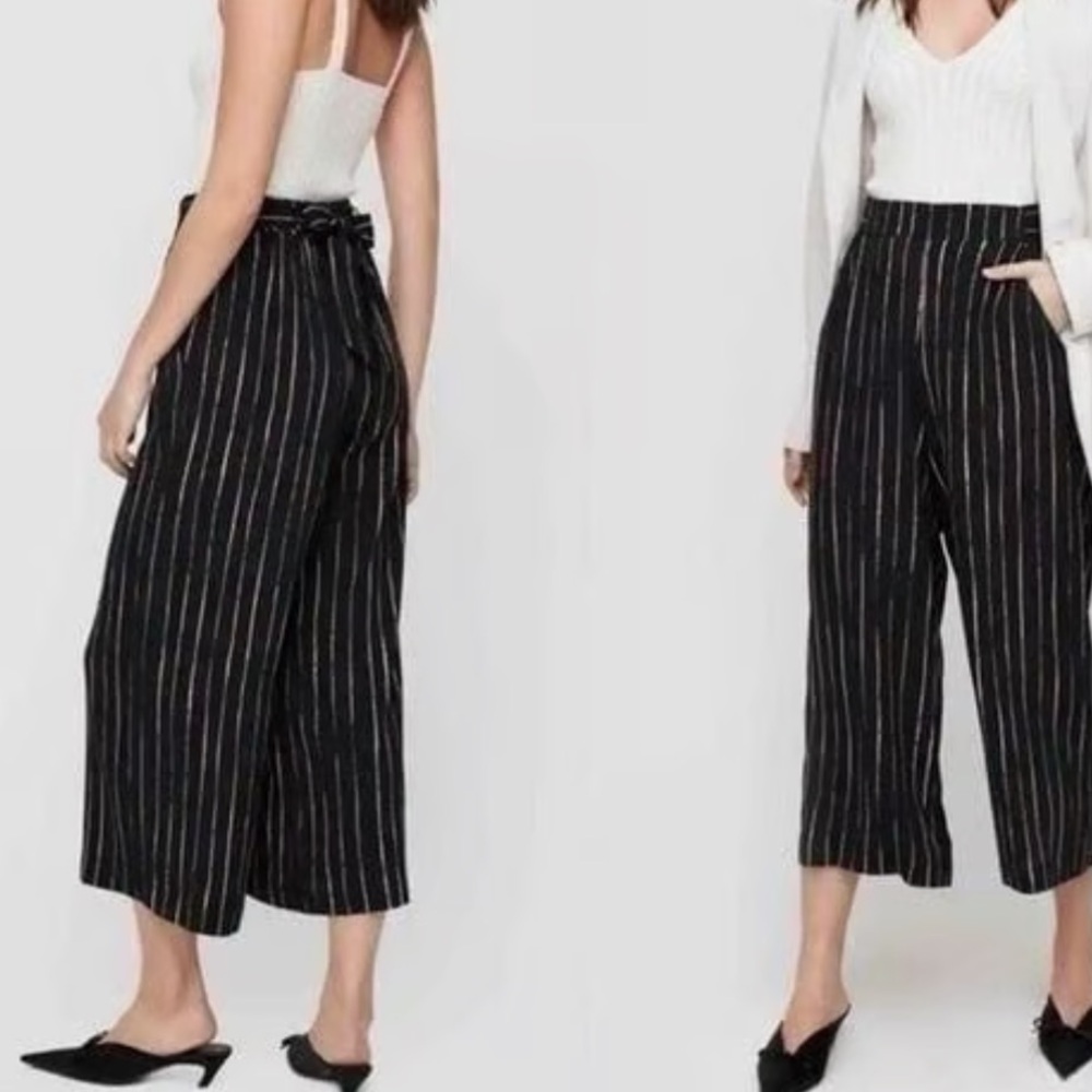 Aritzia Black Pinstripe Wide Leg Pants